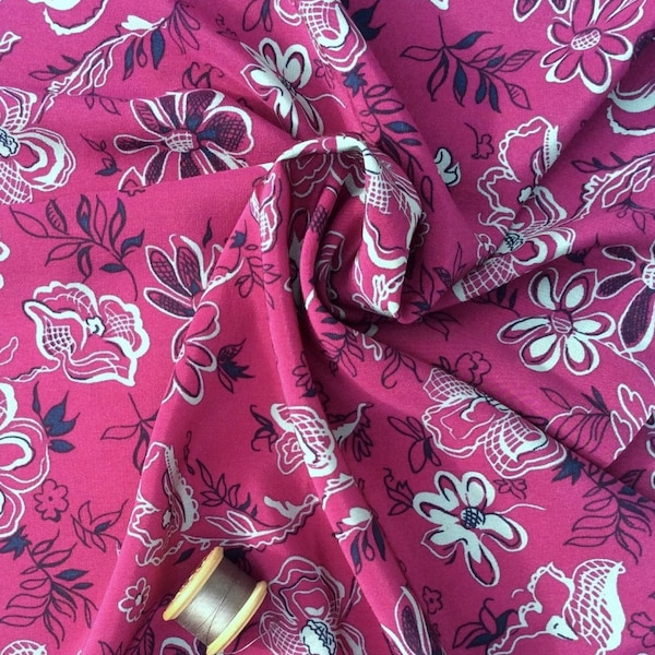 Celeste Magenta Silk Crepe de Chine