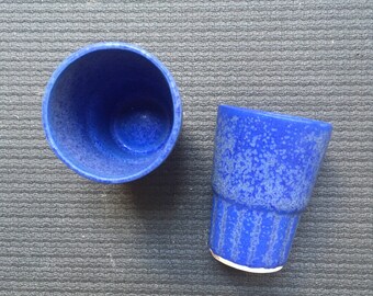 SHOT GLASS 1oz | Ceramic Sake Cups | Cocktail | Faceted | Handmade | in pacific blue