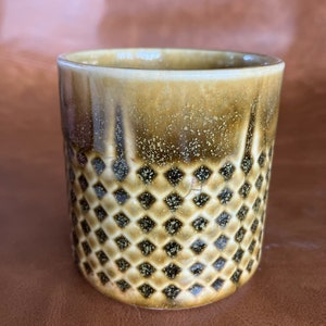 WHISKEY GLASS 7oz Ceramic Cocktail Cups Pottery Tumbler Espresso cup Flight Taster Shot Faceted Tumbler Shimmering Gold image 3