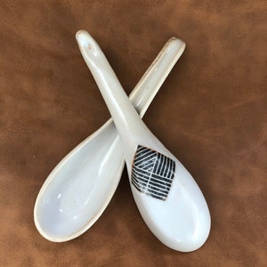 RAMEN SPOON | Ceramic Spoon | Asian soup spoon | Serving spoon | Handmade in Crackle white glaze