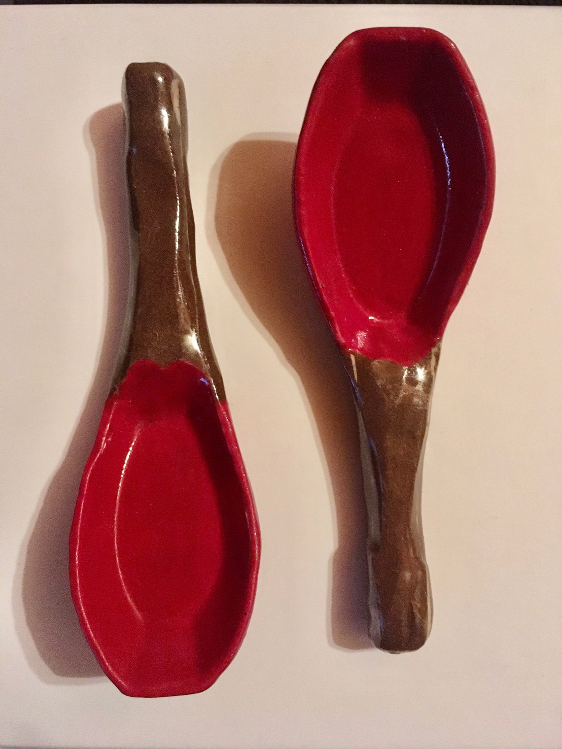 Ceramic Clay Spoon, Carved, Asian Soup Spoon, Serving Spoon in Rust