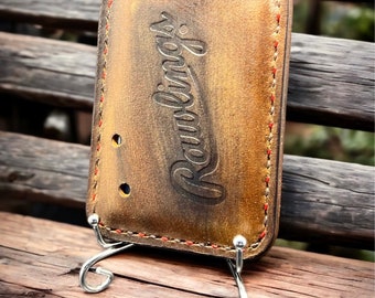 Minimalist Leather Three Pocket Baseball Wallet Repurposed from a Rawlings Baseball Mitt