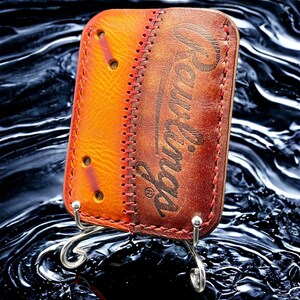 Cartera de béisbol de cuero minimalista con tres bolsillos reutilizada de un guante de béisbol Rawlings