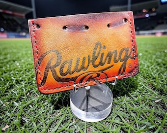 Minimalist Leather Three Pocket Baseball Wallet Repurposed from a Rawlings Glove