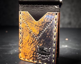 Rocado Shell Cordovan Italian Leather Four Pocket Money Clip Bifold Minimalist Wallet