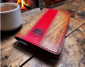 Hand Stitched Leather Journal Cover, Multi Pocket Card Holder
