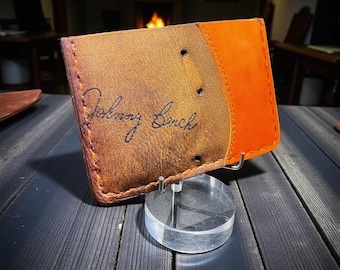 Minimalist Leather Three Pocket Baseball Wallet repurposed from a vintage Rawlings Baseball Mitt