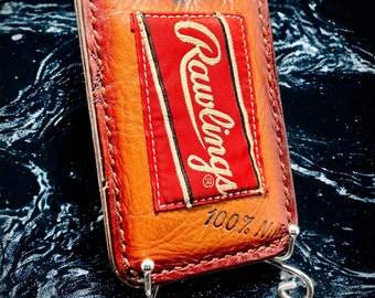 Minimalist Leather Three Pocket Baseball Wallet repurposed from a Rawlings Baseball Mitt