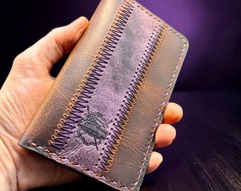 Hand Stitched Leather Journal Cover, Multi Pocket Card Holder