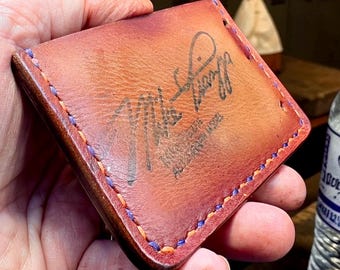 Minimalist Leather Three Pocket Baseball Wallet Repurposed from a Rawlings Glove