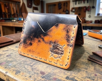 Rocado Shell Cordovan Leather Bifold Wallet: Four Pocket, Multicolored Stitching