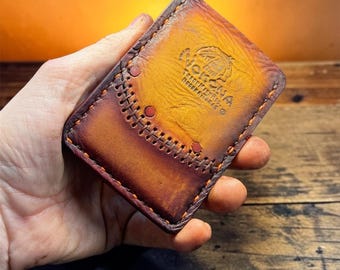 Minimalist Leather Three Pocket Baseball Wallet repurposed from a Nokona Baseball Mitt