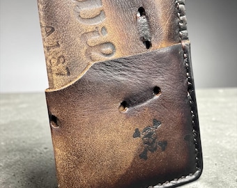 Leather Four Pocket Minimalist Baseball Wallet repurposed from a Wilson Baseball Glove