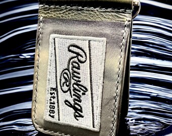 Leather Four Pocket Money Clip Wallet featuring Silver Rawlings Patch