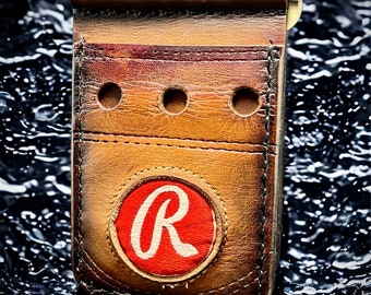 Leather Four Pocket Baseball Money Clip Wallet repurposed from a Rawlings Mitt