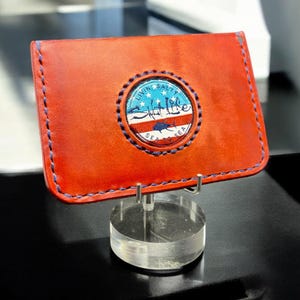 Cartera minimalista de cuero con tres bolsillos para béisbol, reutilizada a partir de un guante de béisbol Rawlings HOH