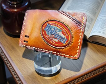 Minimalist Leather Three Pocket Baseball Wallet repurposed from a Nokona Baseball Mitt