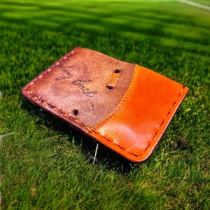 Cartera de béisbol minimalista de cuero con tres bolsillos, reutilizada a partir de un guante de béisbol Rawlings vintage