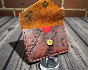 Leather Three Pocket Baseball Minimalist Wallet repurposed from a Rawlings Baseball Mitt