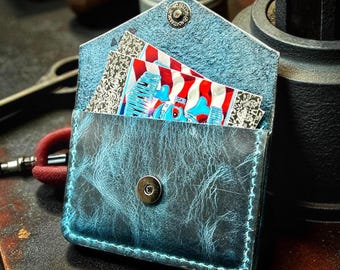 Minimalist Leather Three Pocket Minimalist Wallet featuring Cash Strap