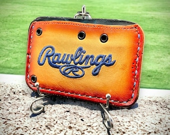 Minimalist Leather Three Pocket Baseball Wallet repurposed from a Rawlings Baseball Mitt