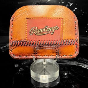 Cartera de béisbol minimalista de cuero con tres bolsillos y parche Vintage Rawlings