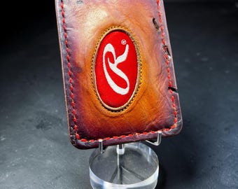 Minimalist Leather Three Pocket Baseball Wallet repurposed from a Rawlings Baseball Mitt