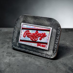 Minimalist Leather Three Pocket Baseball Wallet featuring Platinum Patch
