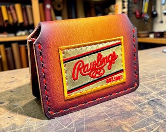 Leather Three Pocket Bifold Wallet made  from Horween Baseball Leather