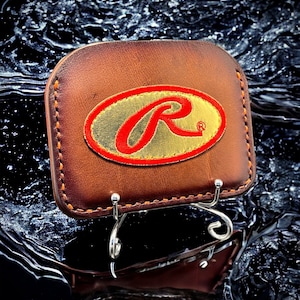 Cartera de béisbol de tres bolsillos de cuero minimalista con parche dorado