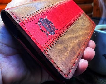 Hand Stitched Leather Journal Cover, Multi Pocket Card Holder