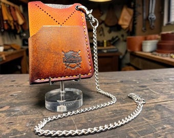 Italian Leather Four Pocket Minimalist Wallet: DCraftDesigns Exclusive with Wallet Chain