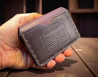 Leather Three Pocket Bifold Wallet repurposed from a Vintage Coach Portfolio Sleeve
