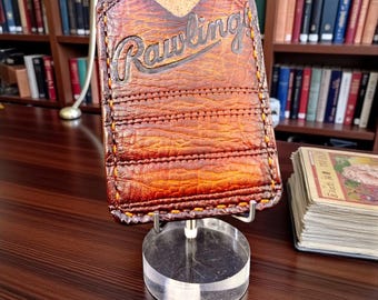 Minimalist Leather Three Pocket Baseball Wallet repurposed from a Rawlings Baseball Mitt