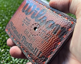 Leather Three Pocket Football Wallet repurposed from a vintage Wilson Football