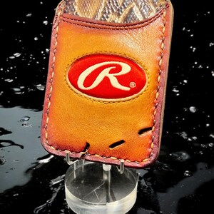 Cartera minimalista de cuero con tres bolsillos para béisbol con parche de Rawlings