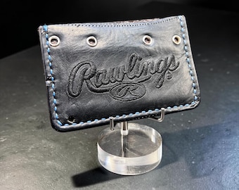 Minimalist Leather Three Pocket Baseball Wallet repurposed from a Rawlings Baseball Mitt