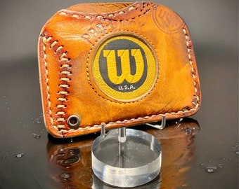 Minimalist Leather Three Pocket Baseball Wallet repurposed from a Wilson Baseball Mitt