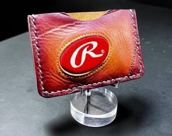 Minimalist Leather Three Pocket Baseball Wallet repurposed from a Rawlings Baseball Mitt