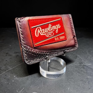 Minimalist Leather Three Pocket Baseball Wallet repurposed from a Rawlings Baseball Mitt