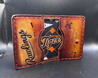 Leather Four Pocket Team Spirit Baseball Bifold Wallet