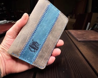 Hand Stitched Leather Journal Cover, Multi Pocket Card Holder
