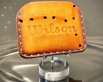 Minimalist Leather Three Pocket Baseball Wallet repurposed from a Wilson Baseball Mitt