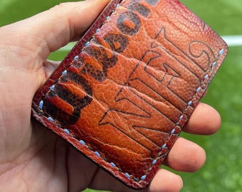Leather Three Pocket Football Wallet repurposed from a vintage Wilson Football