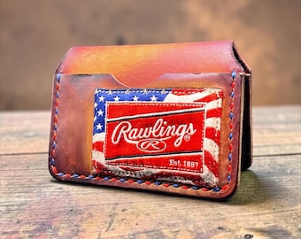 Leather Three Pocket Bifold Wallet repurposed from a Rawlings Baseball Glove