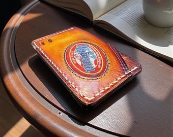 Minimalist Leather Three Pocket Baseball Wallet repurposed from a Nokona Baseball Mitt