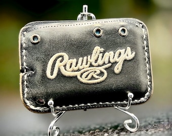 Minimalist Leather Three Pocket Baseball Wallet repurposed from a Rawlings Baseball Mitt