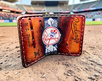 Leather Four Pocket Team Spirit Baseball Bifold Wallet