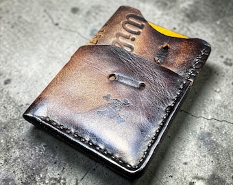 Leather Four Pocket Minimalist Baseball Wallet repurposed from a Wilson Baseball Glove