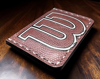 Leather Three Pocket Football Wallet repurposed from a Wilson Game Prep Football
